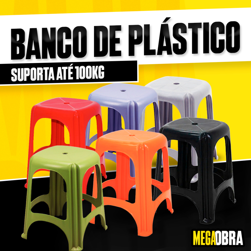Banco de Plástico Tramontina Polipropileno Reforçada Suporta até 100Kg para Casa Bar Cozinha em Oferta na Shopee