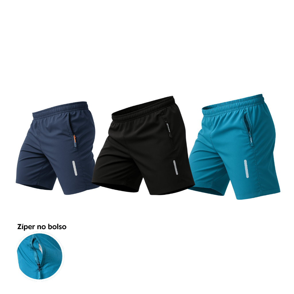 Kit 3 Bermuda Academia Masculino Com Bolso Leve Corrida Verao Short Masculina Academia Elastano Treino