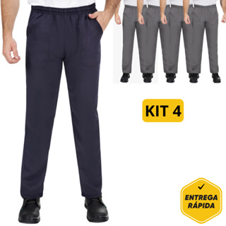 Kit 4x Calça Em Oxford Uniforme Açougue Cozinha Limpeza Clinica Frigorifico Elastico Total 4 Bolsos em Oferta na Shopee
