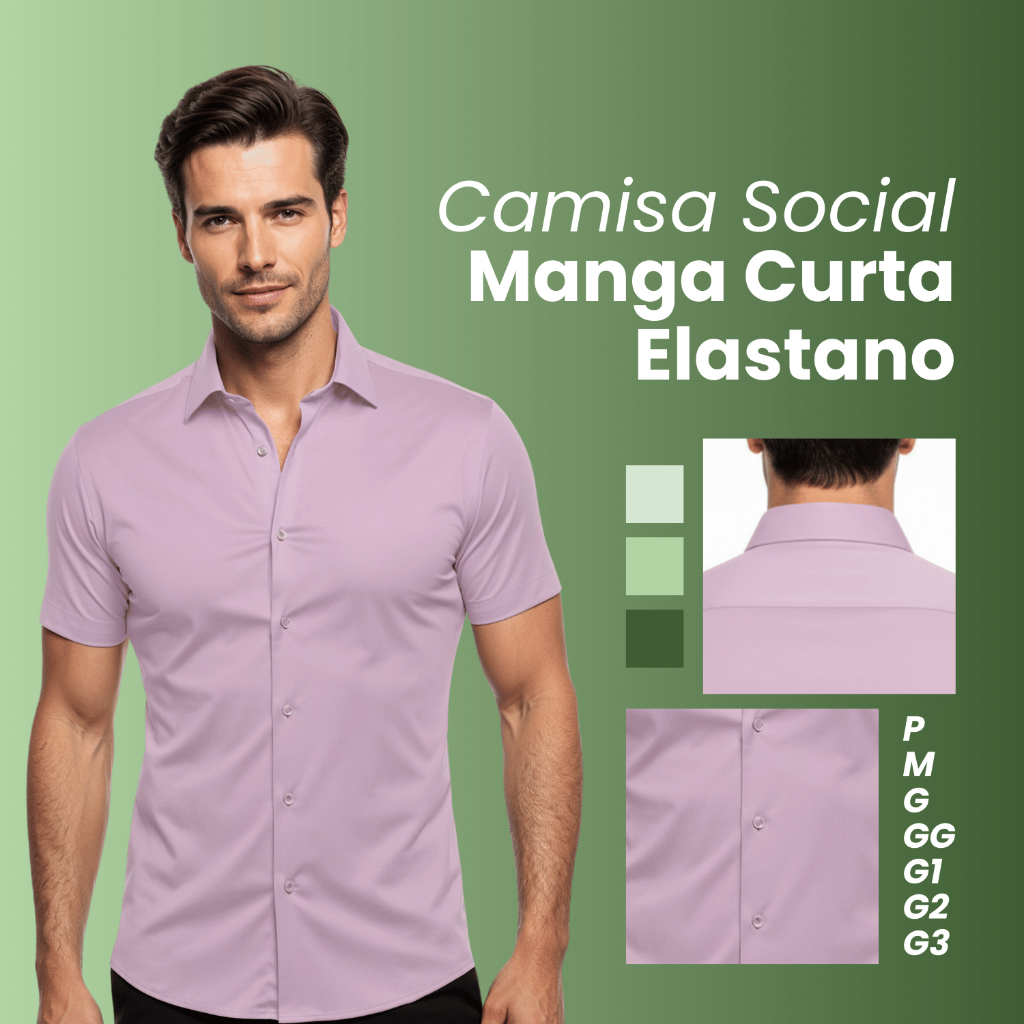 Camisa Social Manga Curta Masculina Elastano Premium Blusa Social Masculina Camisa Social Slim Fit