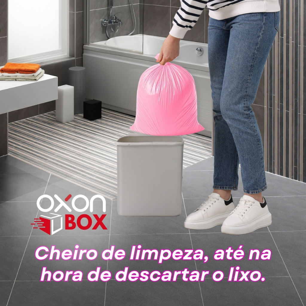 Detalhes do 50 Unidades Sacos De Lixo Rosa 20L Perfumado Aroma Talco Banheiro Escritório Cozinha Salão