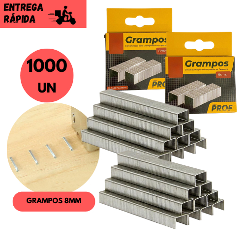 Kit 1000 Grampo Galvanizado 8mm Para Grampeador Tapeceiro, Estofados e Artesanato uso Profissional