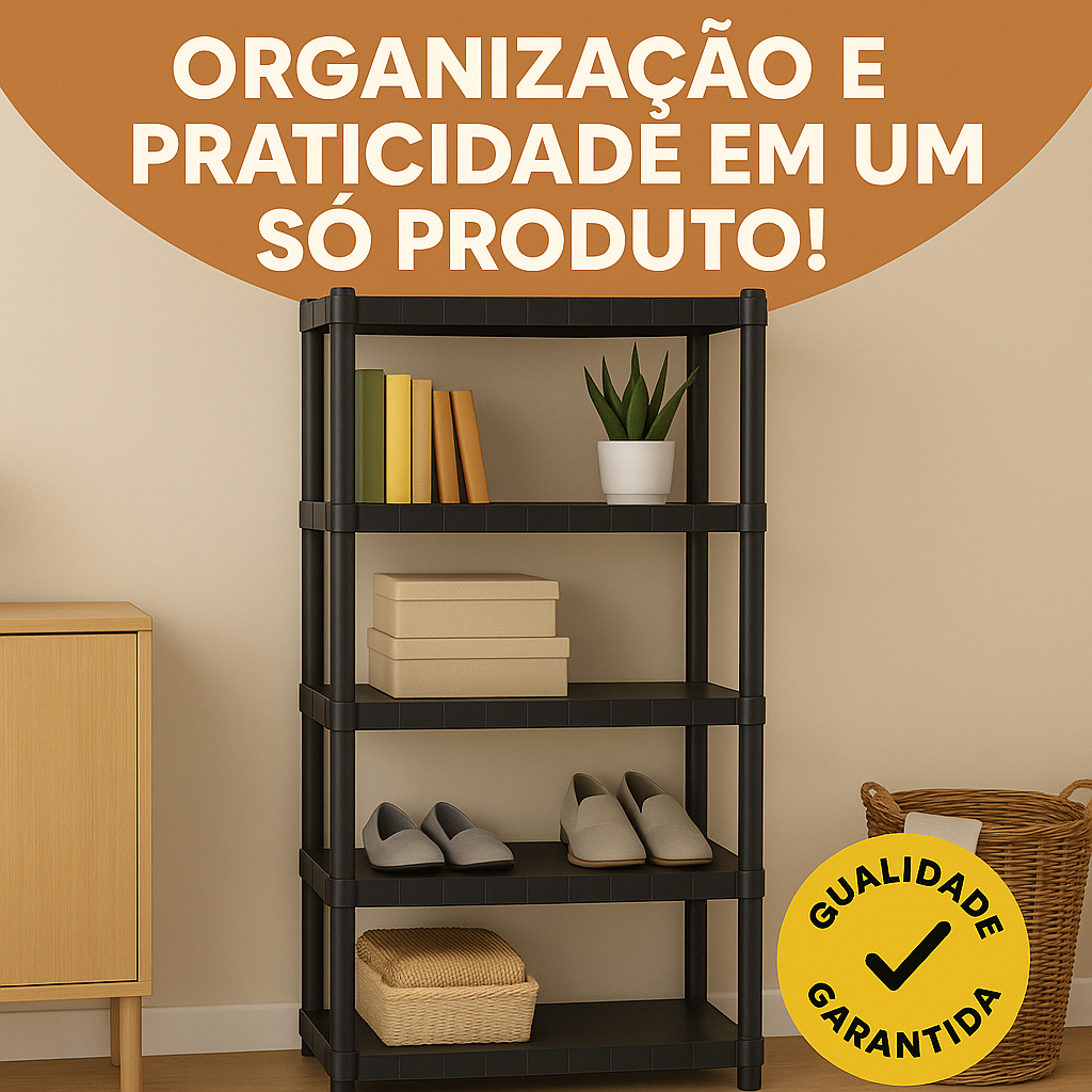 Estante com 5 Prateleira Organizadora de Plástico Modular Multiuso para Cozinha e Quarto em Oferta na Shopee