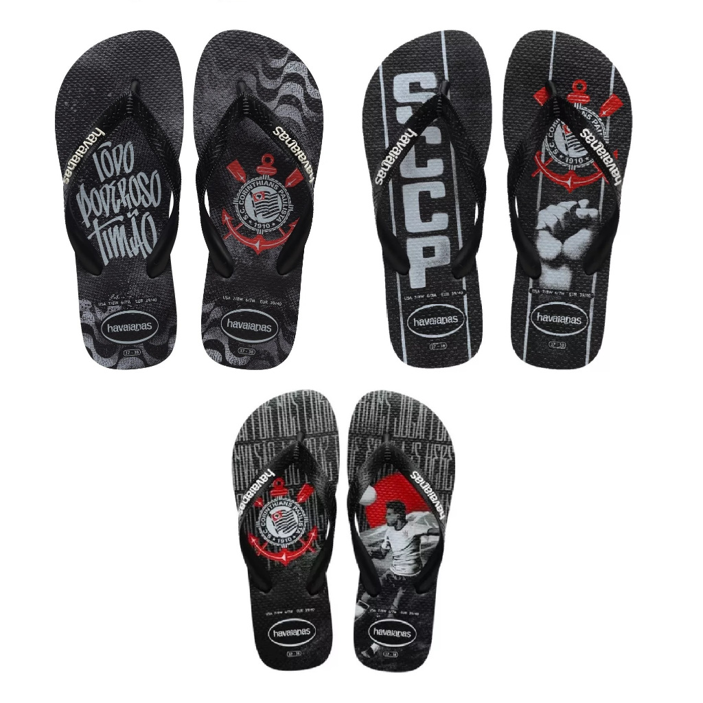 Chinelo Havaianas Corinthians Original Timão SCCP Sandália Havaianas Masculina Feminina Infantil Times