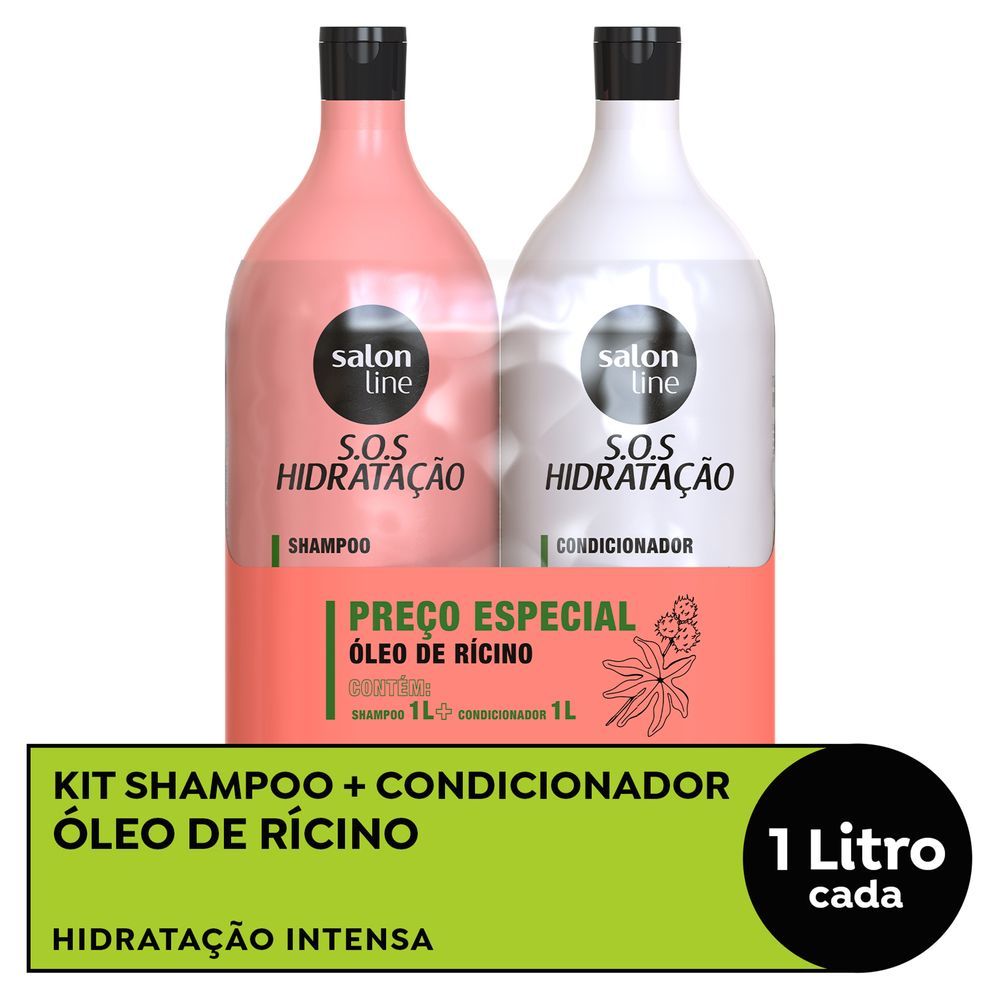 Kit Salon Line SOS Hidratação Turbinado Shampoo 1000ml + Condicionador 1000ml em Oferta na Shopee