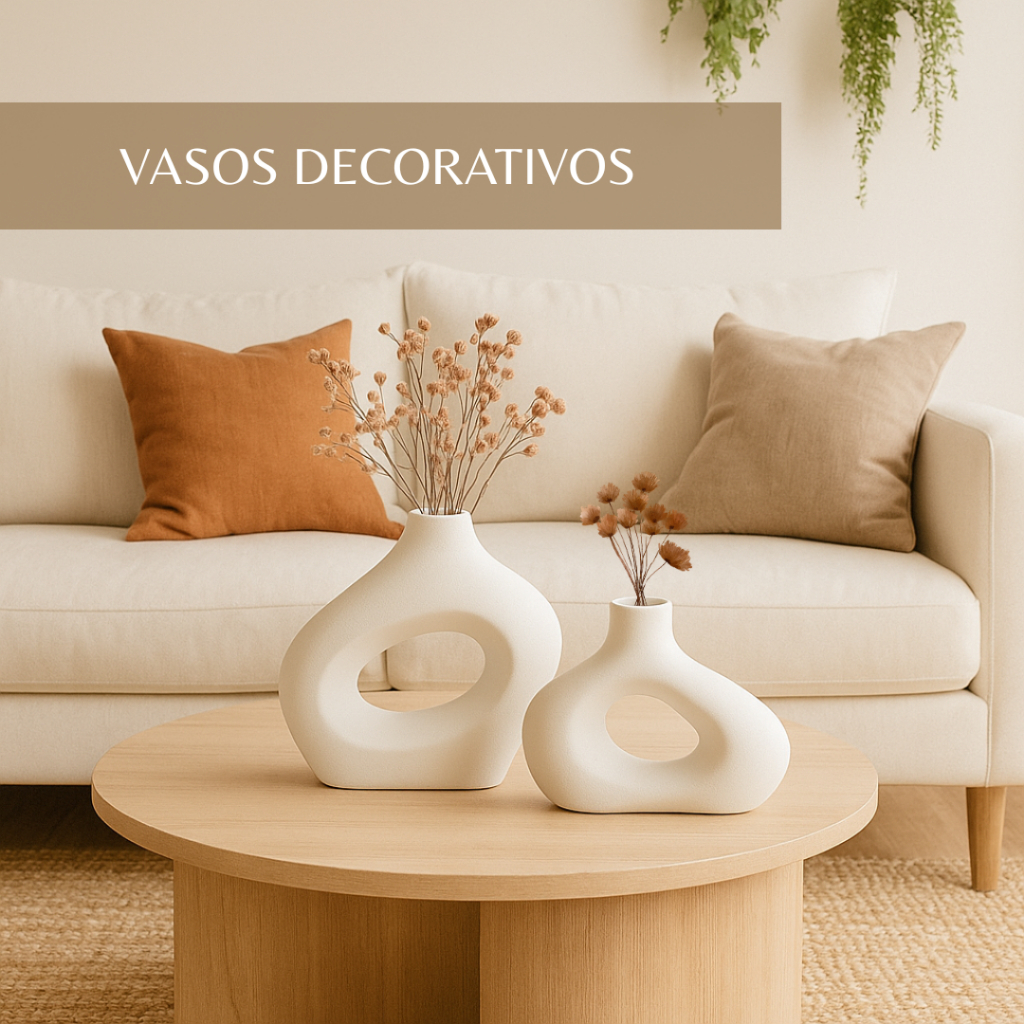 Kit Vaso Minimalista Decorativo Boho Bohochic Rustico Moderno Escritorio Escultura 2pçs