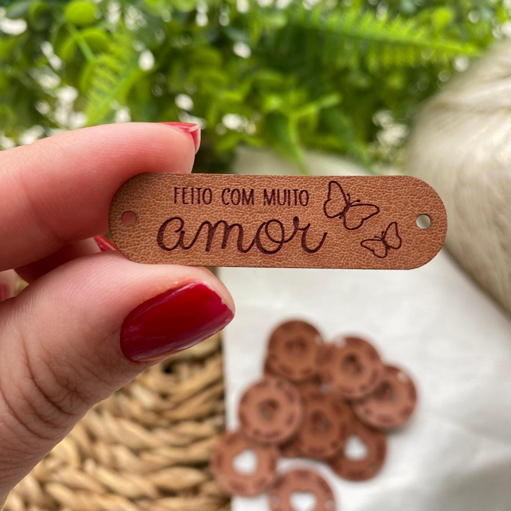 Etiqueta em Couro Sintético Para Artesanato Crochê Tricô – Pronta Entrega (EPAD0042)