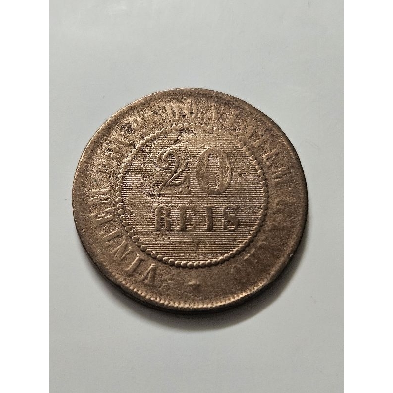 moeda Brasil 20 réis 1908 vintém bronze mbc