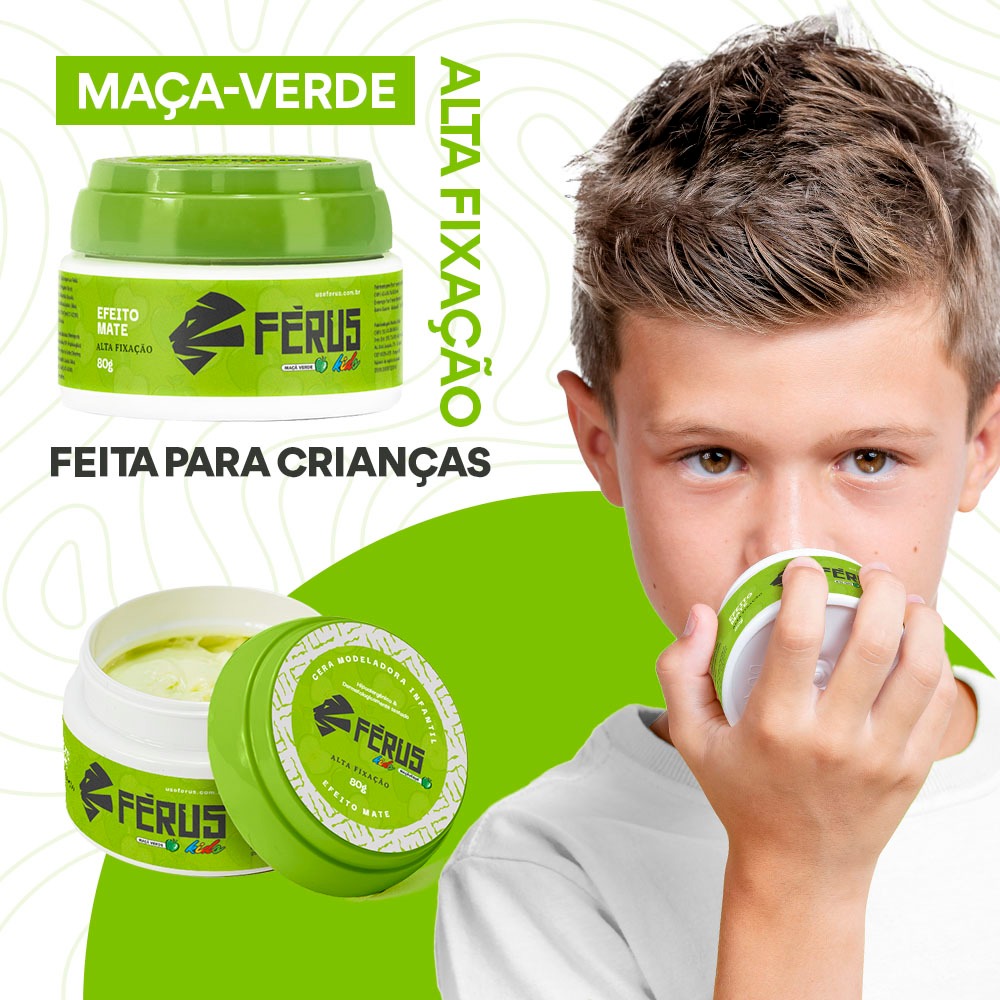 Cera Modeladora Criança Férus Kids Efeito Mate Maça Verde 80g