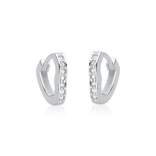Brinco Argola de Prata 925 Click Coração com Zircônias | Diversos Tamanhos