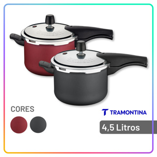 Panela de Pressão Tramontina Vancouver Alumínio Antiaderente 4,5 Litros Preta ou Vermelha em Oferta na Shopee