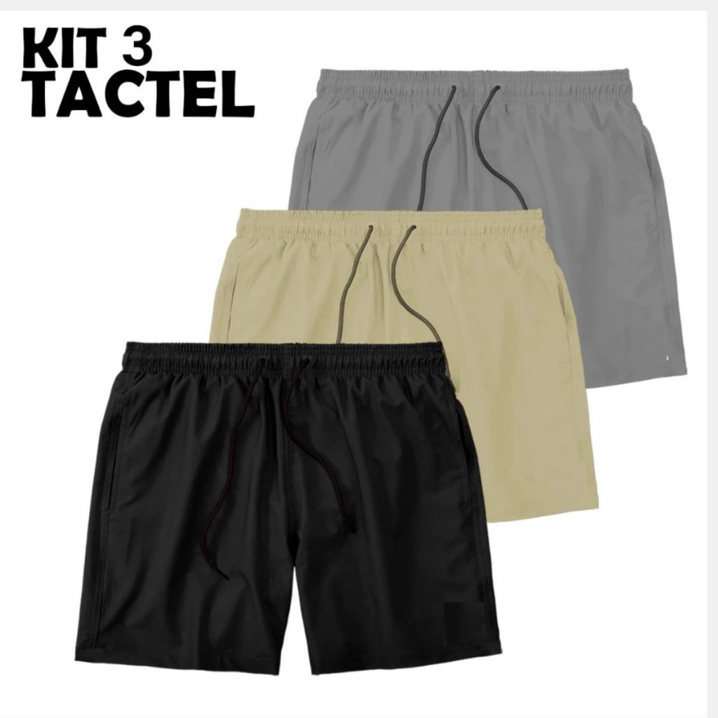 Kit 3 Bermudas Tactel/Elastano Premium P ao G3 - Conforto e Estilo