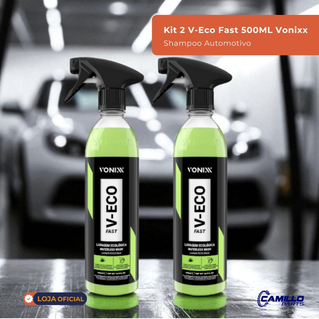 Kit 2 Shampoo Ecológico Lava a Seco V-Eco Fast 500ml Vonixx Carros e Motos em Oferta na Shopee