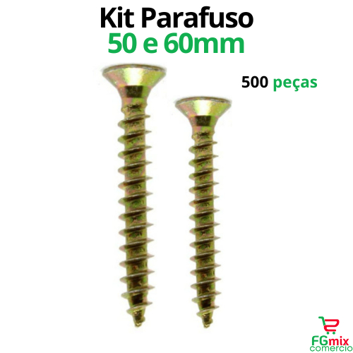 Parafuso Madeira Philips 500 peças Kit Parafusos Philips para Móveis Alvenaria