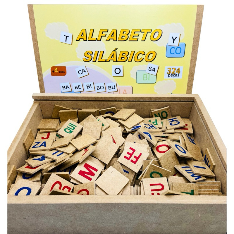 Brinquedo Educativo Pedagógico Madeira Letras Palavras Alfabeto Silábico
