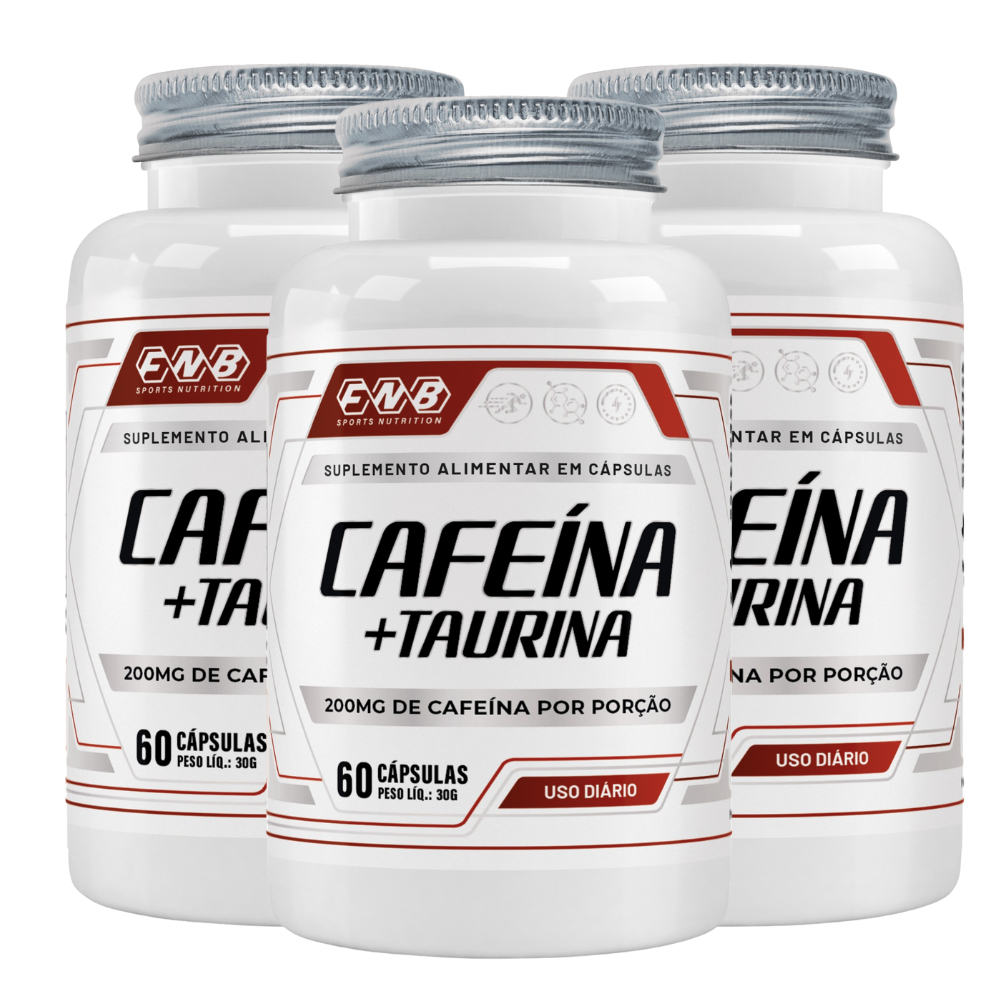 Kit 3 Cafeína 200mg + Taurina 200mg 60 Caps FNB Sports Nutrition