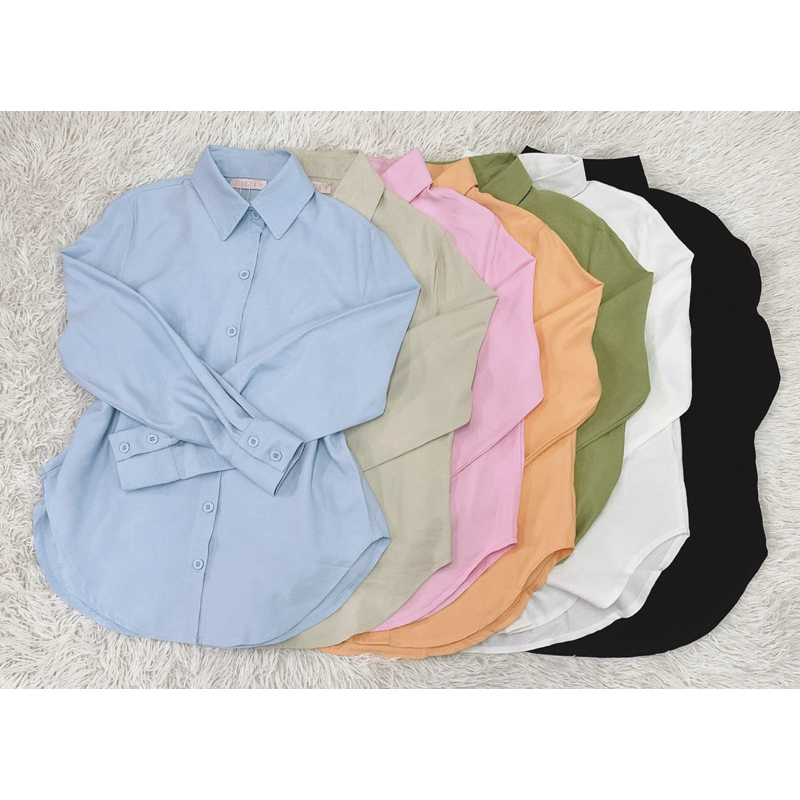 💫Camisa de manga comprida, cor fresca em Oferta na Shopee