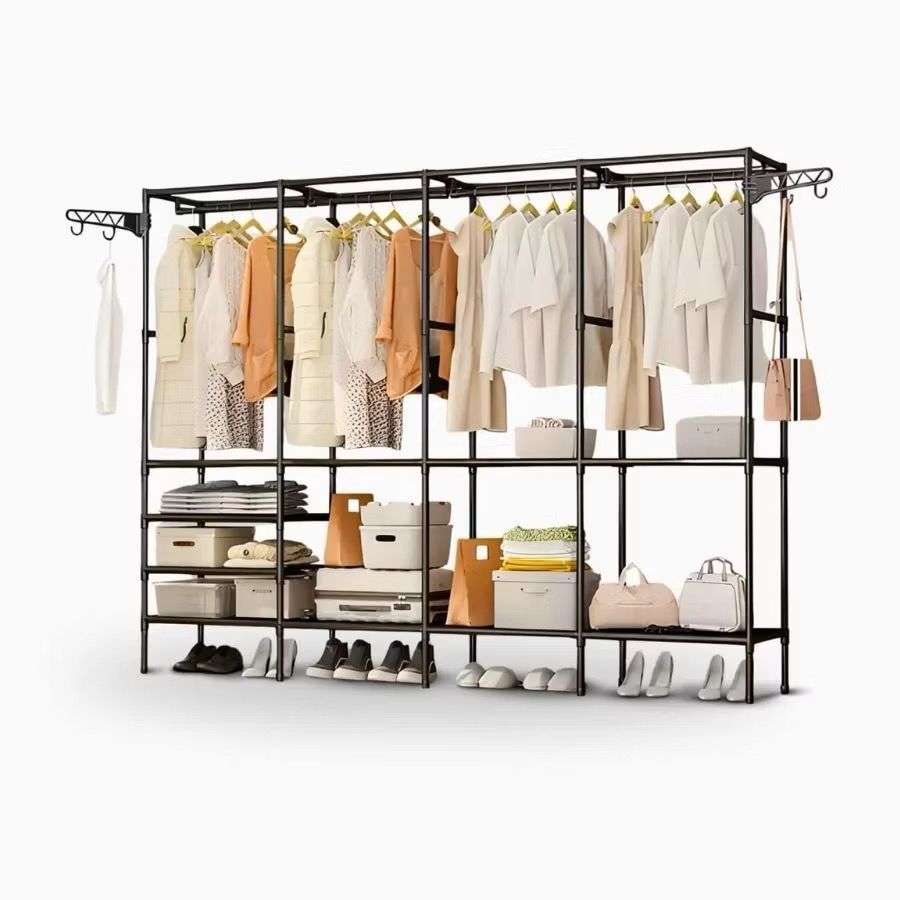 Arara Roupeiro Guarda Roupa Grande Portátil Cabideiro Sapateira Organizador Multiuso Roupas Sapatos 2/3/4 Divisórias 