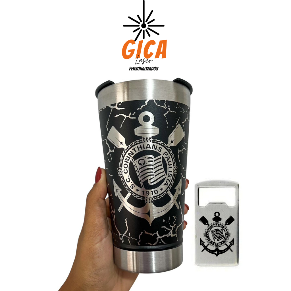 Copo Térmico Personalizado Time com Gravação 360º a Laser 473ml em Oferta na Shopee