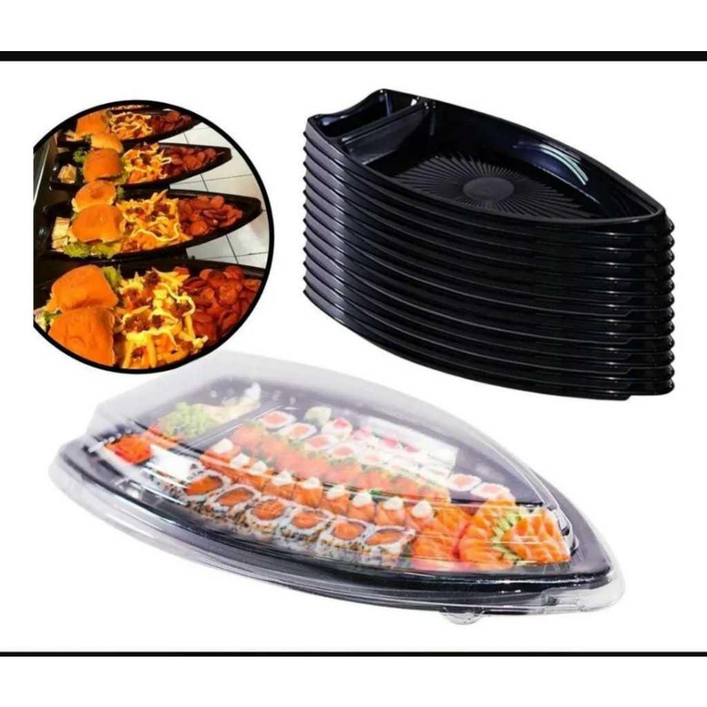 🛶 Barca Descartável para Sushi, Açaí, Sobremesas e Petiscos - Tamanho M 🛶- Pct c/ 05 unidades