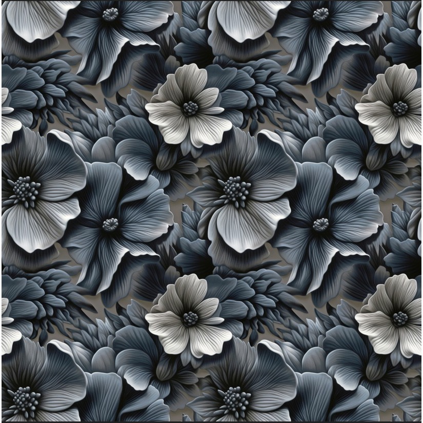 Tecido Tule Estampado Floral 3D 3