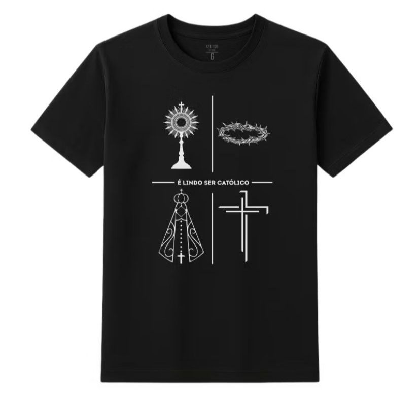 Camiseta Unissex Católica Estampada Minimalista "É Lindo Ser Católico" 100% Algodão Camisa Premium Várias Cores