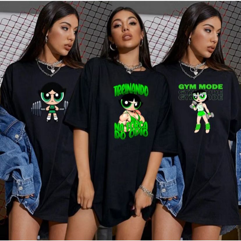 Kit 3 Camisetas Feminina Preta Academia 100% Algodão Premium Lançamento