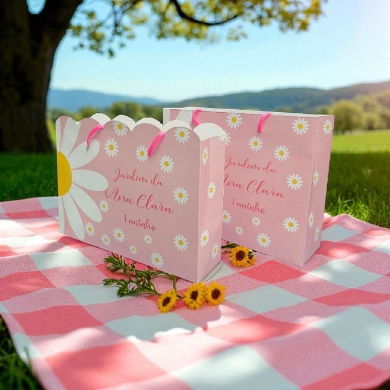 Sacolinhas Personalizadas Festa Jardim das Margaridas em Oferta na Shopee