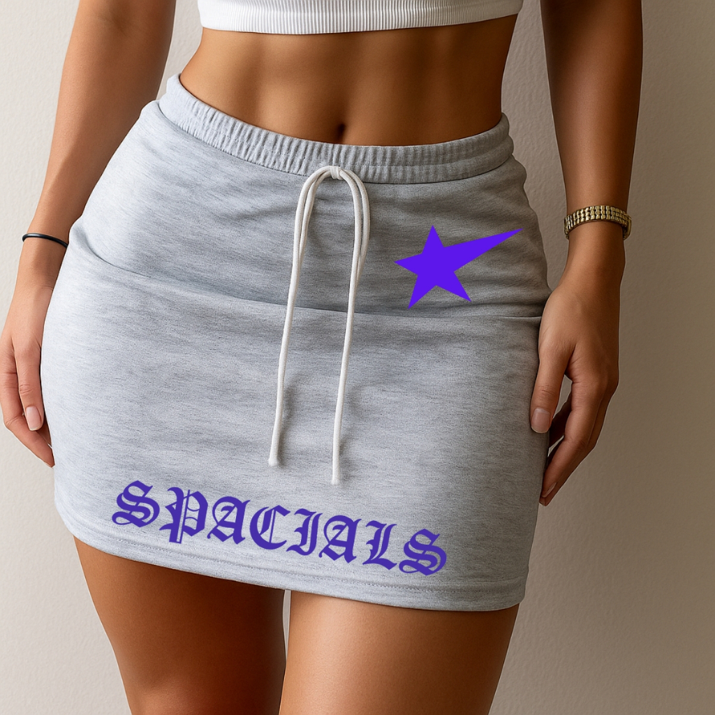Saia Feminina Versatil Moletom Flanelada Spacials Star Moda Urbana Casual Confortavel Estampada