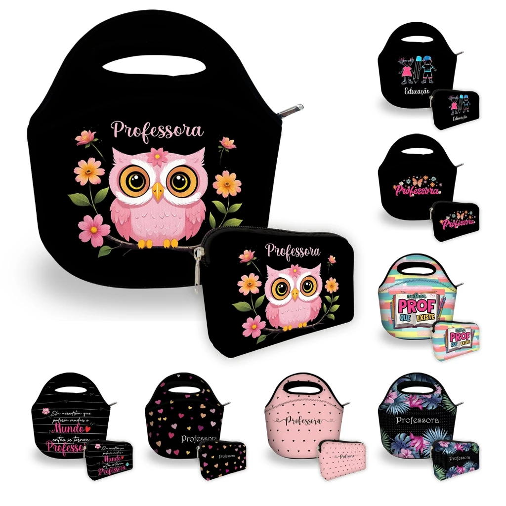 Kit Feminina -Lancheira c/ Necessaire Isoflex Dia Professora Presente Educadora Escola — imagem 1