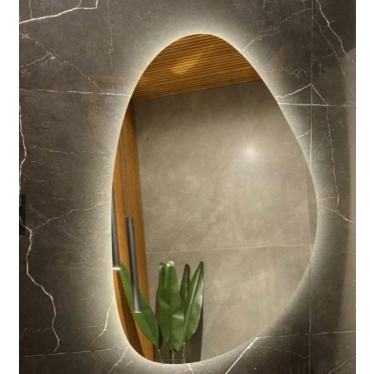 Espelho de vidro led Orgânico Com luz de Parede Decorativo grande com suporte fonte bateria quarto banheiro em Oferta na Shopee