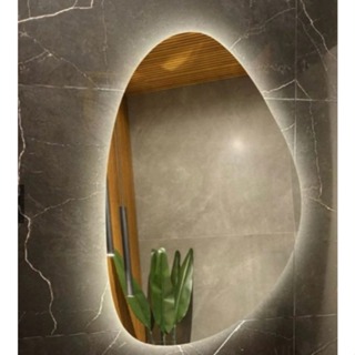 Espelho de vidro led Orgânico Com luz de Parede Decorativo grande com suporte fonte bateria quarto banheiro em Oferta na Shopee