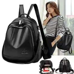 mochila feminina couro C/alça ombro versátil com vários bolsos trabalho faculdade