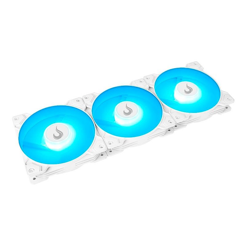 Detalhes do Kit 3 Fans Rise Mode 120mm – LED ARGB Branco – Alto Desempenho e Visual Gamer