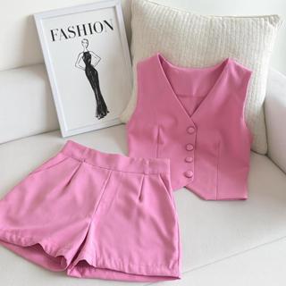 Conjunto Feminino Alfaiataria Luxo - Colete e Short Elegante em Oferta na Shopee