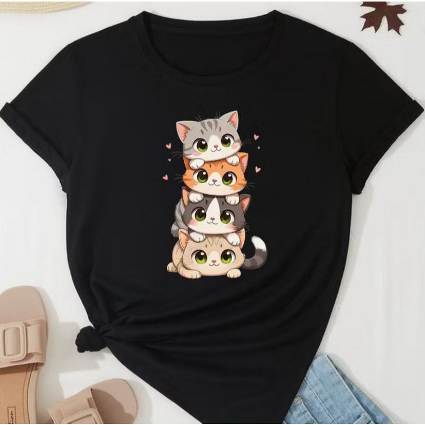 Blusa Camisetas Estampada Gatinhos 100% Algodão Lançamento Envio Imediato