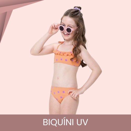 Biquíni Infantil Com Proteção UV50+ Laranja Malwee Praia Piscina Natação Conforto