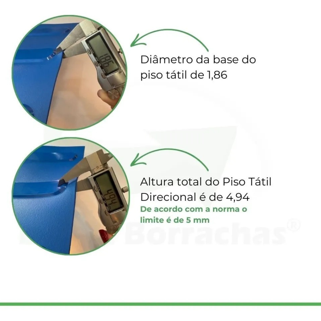 Detalhes do Kit 5 Piso Tátil PVC Alerta ou Direcional 25x25cm - Piso Podotátil Acessibilidade | Direct Borrachas