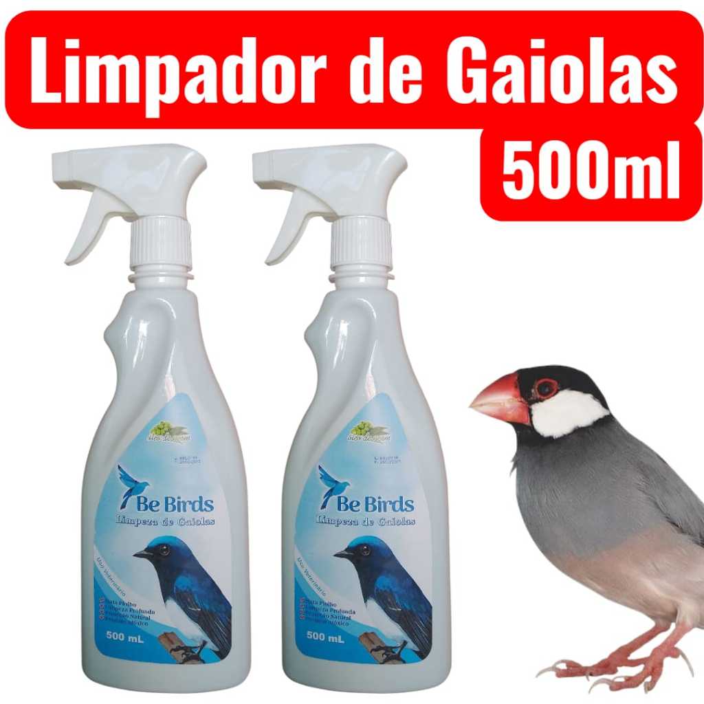Kit 2 Unidades Limpador de Gaiolas Spray Para Pássaros - Com óleo de Neem - 500ml