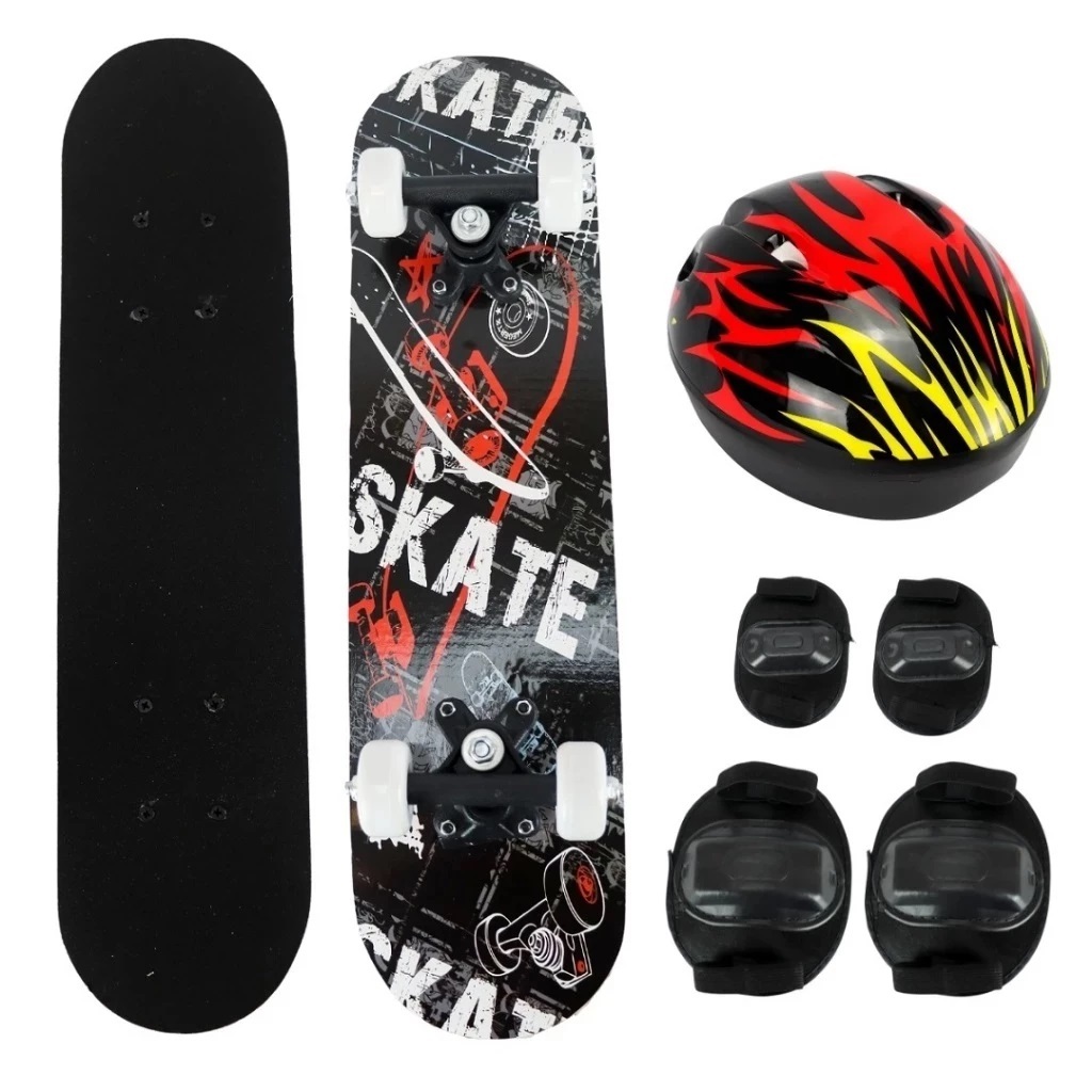 Skate Infantil Semi Profissional C/ Kit Proteção Shape Lixa Estampado Suporta até 50kg Menino/Menina em Oferta na Shopee