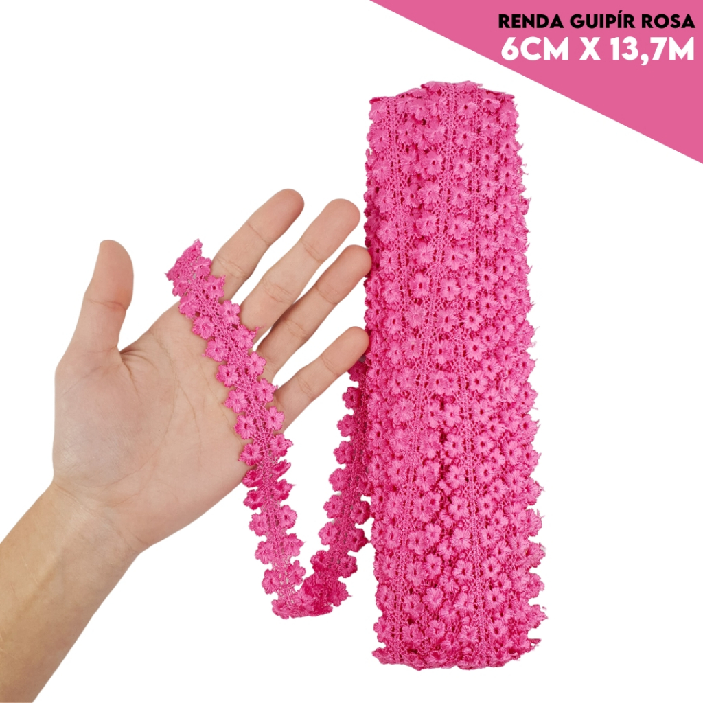 Renda Guipir 25mm Rolo com 13,7 Metros Acabamento Decorativo para Costura e Artesanato | CHL-558 |NL