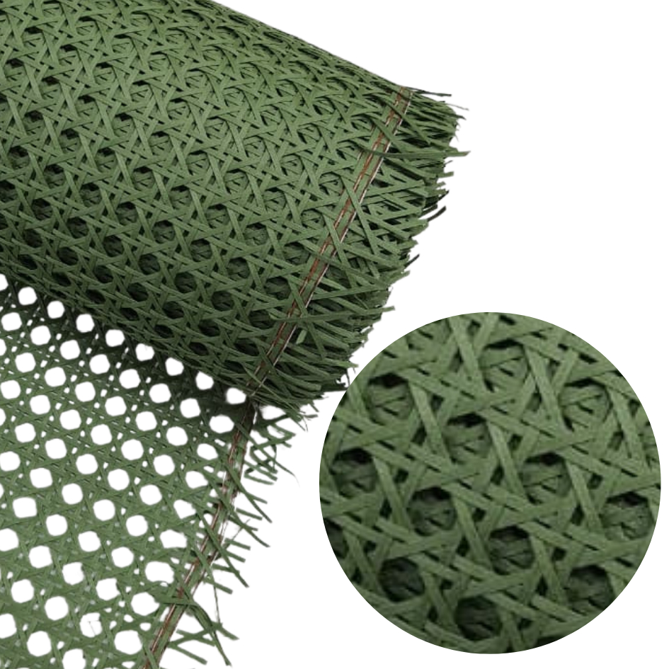 Tela Palhinha Indiana Sextavada para Móveis Verde Oliva 15cm x 80cm de Largura