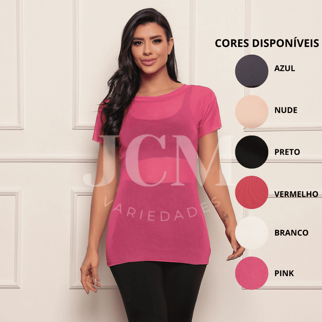Blusa Feminina de Tule Transparente Camiseta Manga Curta Academia Treino em Oferta na Shopee