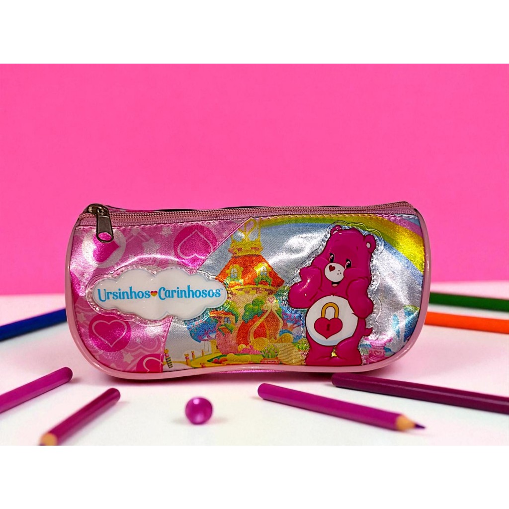 Kit de Estojo Escolar Rosa Ursinhos Carinhosos Universitário 1 Divisória Organizador Porta Lápis em Oferta na Shopee