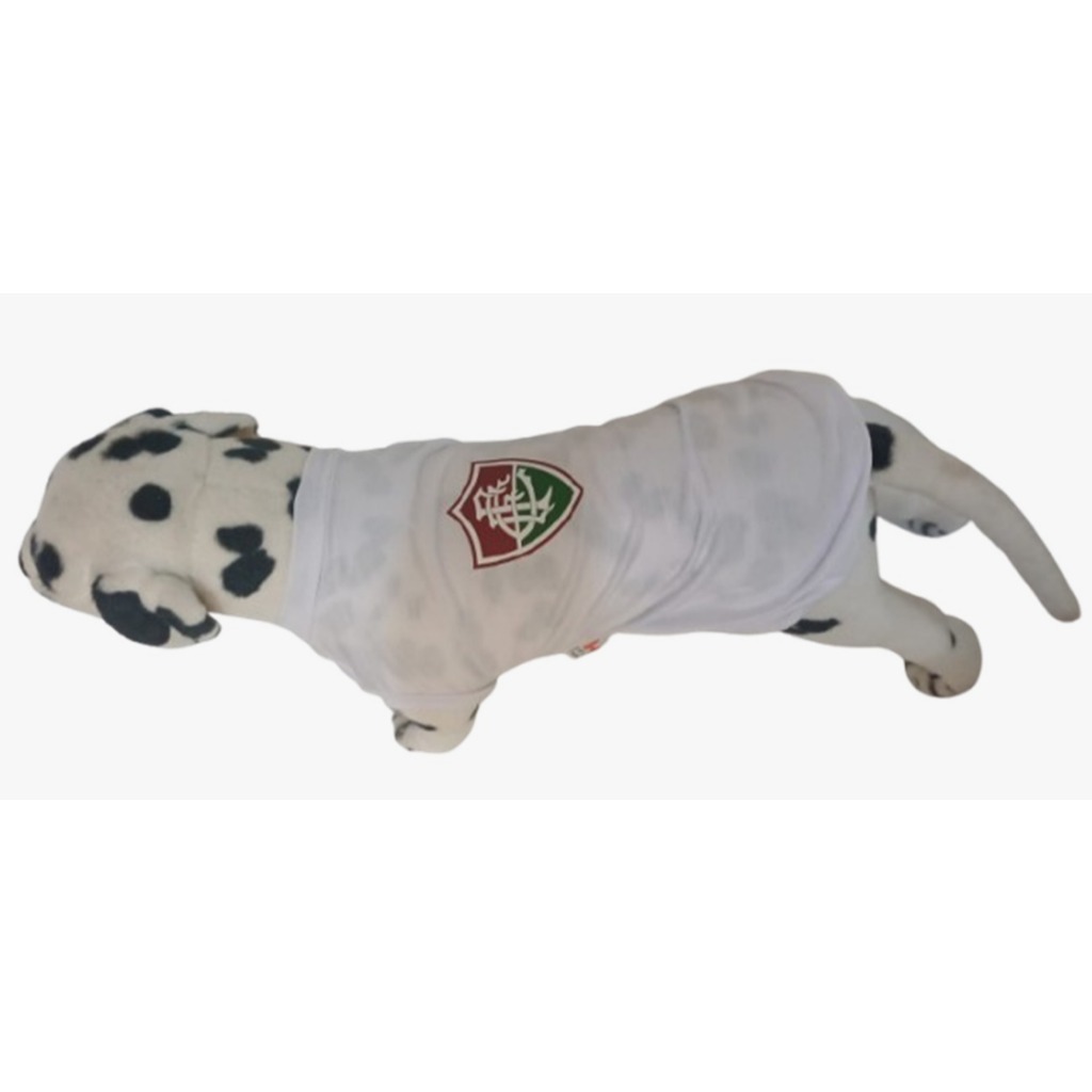 Camiseta Pet para cães e gatos time Fluminense Vários Tamanhos - Branca