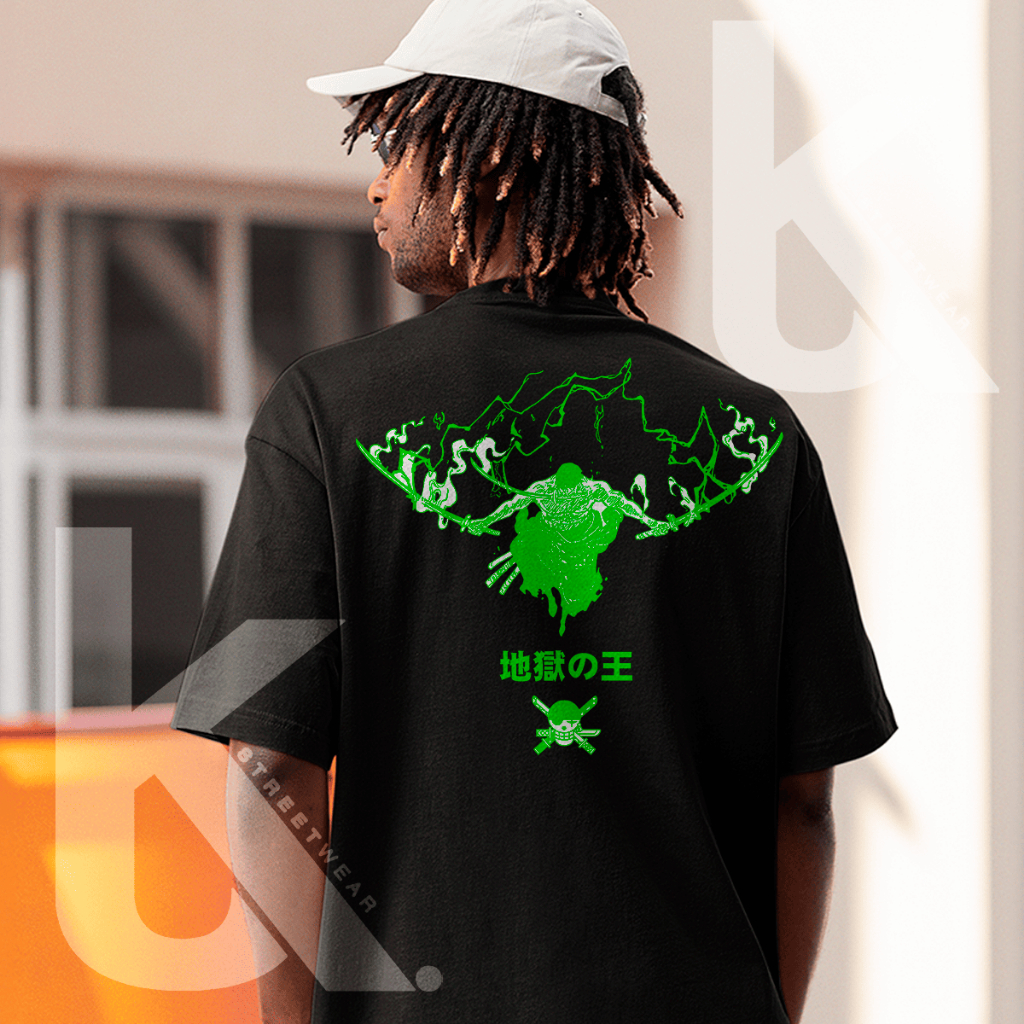 Camiseta Oversized Streetwear Anime Mangá Zoro One Piece Tumblr Musculação Fitness Casual Confortável