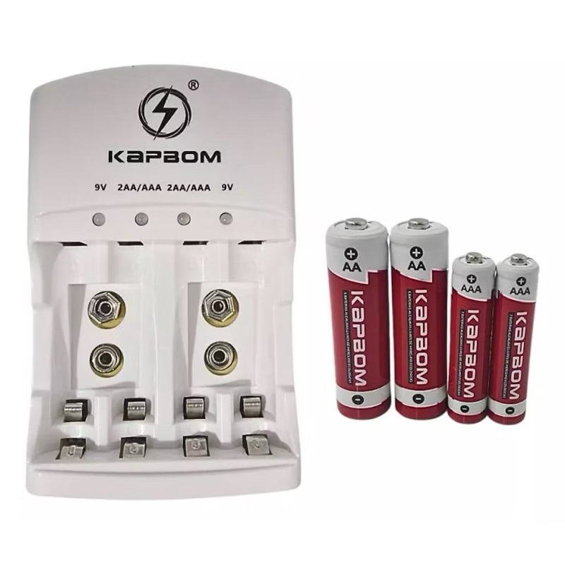 CARREGADOR PILHAS BATERIAS COM 2X AA 2XAAA KAPBOM