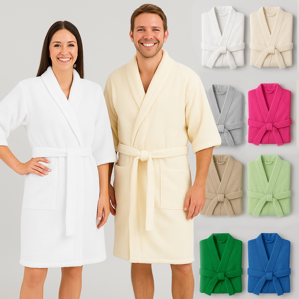 Roupão de Banho Atoalhado 100 % Algodão Adulto Spa Hotel Banho Masculino Feminino