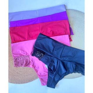 Kit 5 Calcinha Fio Duplo Poliamida C/ Renda Tanga Cintura Alta Confortável Pala Dupla Modela Cintura em Oferta na Shopee