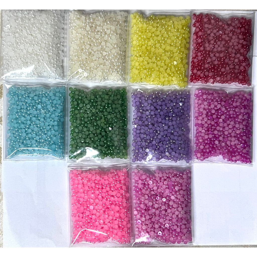 Meia Pérola Abs 3mm 20 mil Unid - 7 Pacotes C/ 2000 Unid Cada